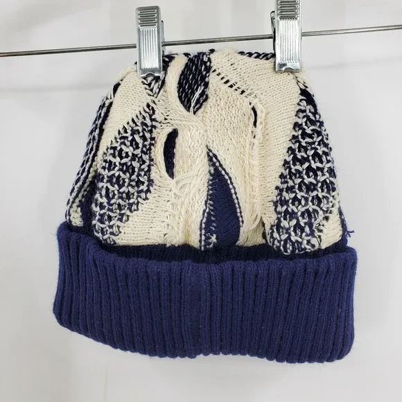 Coogi Australia Basics Navy Blue Cream 3D Textured Knit Sweater Beanie Set XXL - Picture 5 of 15